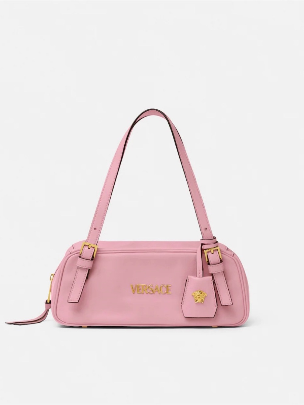 Versace Tag Nappa Bowling Bag Pink